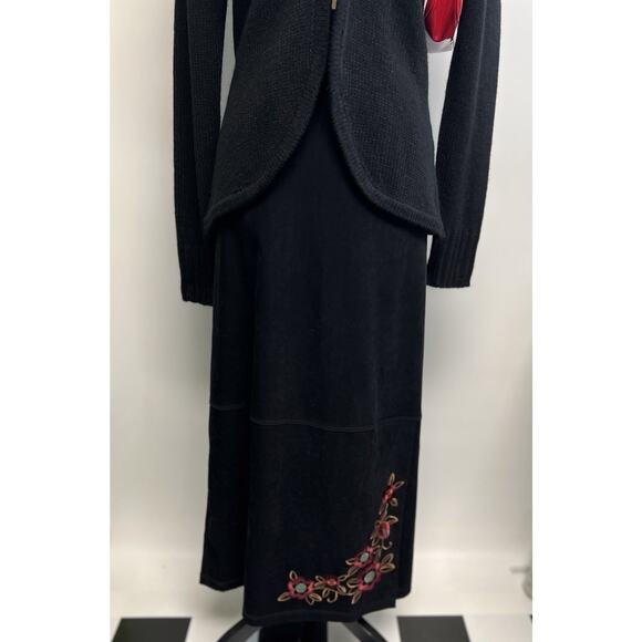 Retro 525 America Cardigan Shaggy Collar Black XL V-Neck Ribbed Sweater Y2K 00s - Picture 9 of 15